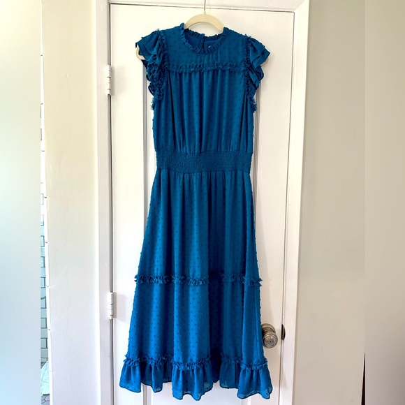 CeCe Dresses & Skirts - Cece Clip Dot Midi Dress in Blue